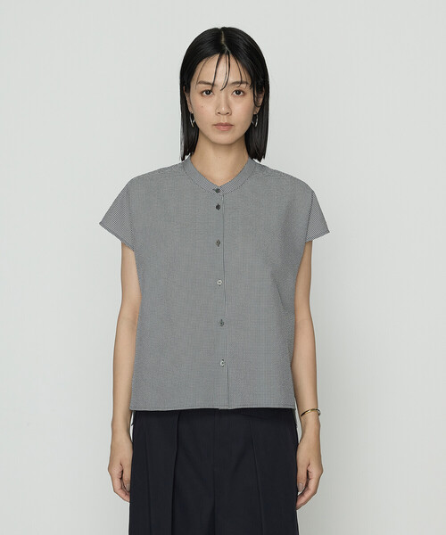 COMME CA（コムサ）の「シアーサッカーギンガム ボウタイブラウス（シャツ/ブラウス・レディース・ホワイト×ブラック・9号/11号）」の10枚目の写真