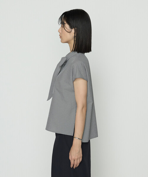 セール】シアーサッカーギンガム ボウタイブラウス（シャツ/ブラウス