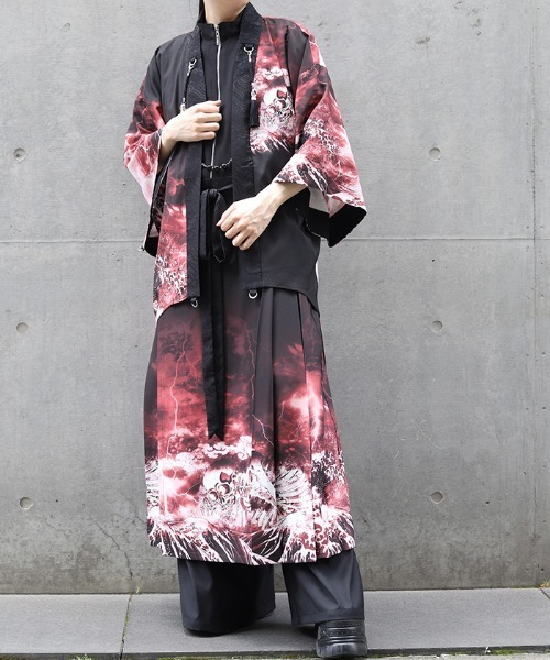 REZEN(リゼン)の「ガシャドクロ柄羽織(その他アウター・メンズ・ローズ/ライトグレー/レッドパープル・MEDIUM/LARGE)」の20枚目の写真