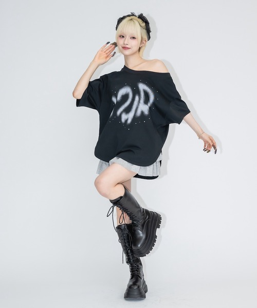 17HR(セブンティーンアワーズ)の「ワンショルロゴT(Tシャツ/カットソー・レディース・ホワイト/ブラック・FREE)」の14枚目の写真