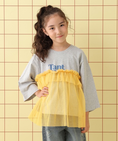 LEPSIM(レプシィム)の「【KIDS】ロゴチュール7分袖プルオーバー 579115(Tシャツ/カットソー・キッズ・チャコールグレー/グレー/オフホワイト・140/120/130)」の3枚目の写真