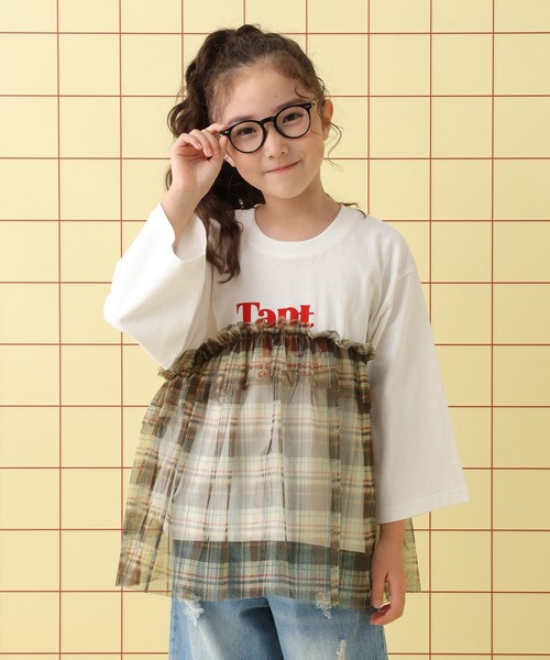 LEPSIM(レプシィム)の「【KIDS】ロゴチュール7分袖プルオーバー 579115(Tシャツ/カットソー・キッズ・チャコールグレー/グレー/オフホワイト・140/120/130)」の2枚目の写真