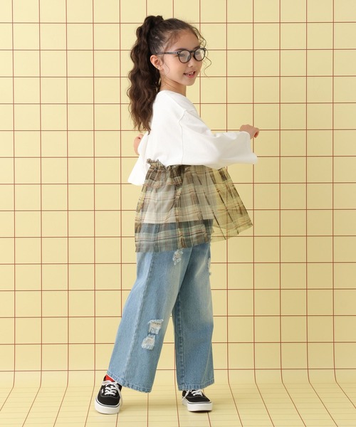 LEPSIM(レプシィム)の「【KIDS】ロゴチュール7分袖プルオーバー 579115(Tシャツ/カットソー・キッズ・チャコールグレー/グレー/オフホワイト・140/120/130)」の6枚目の写真