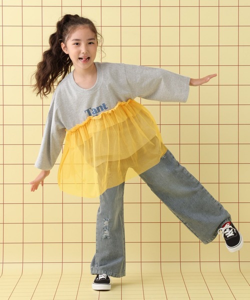 LEPSIM(レプシィム)の「【KIDS】ロゴチュール7分袖プルオーバー 579115(Tシャツ/カットソー・キッズ・チャコールグレー/グレー/オフホワイト・140/120/130)」の13枚目の写真