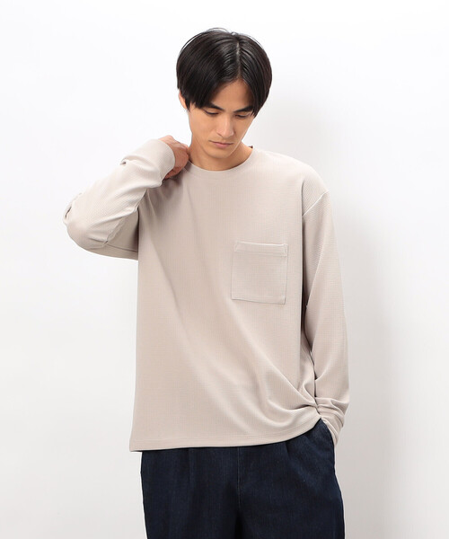COMME CA ISM（コムサイズム）の「膨れジャカード 長袖 Ｔシャツ（Tシャツ/カットソー・メンズ・グレー/ホワイト/ブラック・LARGE/MEDIUM）」の3枚目の写真