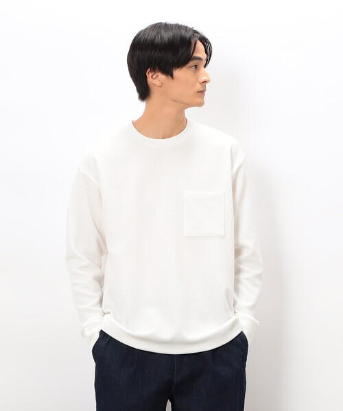 COMME CA ISM（コムサイズム）の「膨れジャカード 長袖 Ｔシャツ（Tシャツ/カットソー・メンズ・グレー/ホワイト/ブラック・LARGE/MEDIUM）」の7枚目の写真
