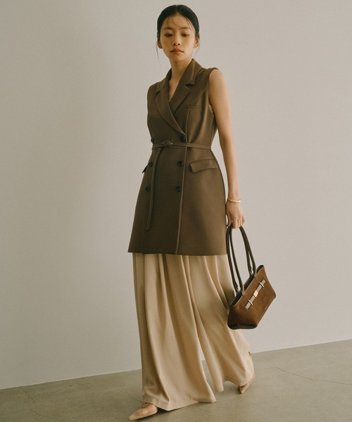 新品 アニュアンス テーラード ジレ ワンピース カーキ テーラードジレワンピース