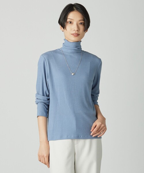 セール】カシミヤシルク シアーリブ タートル カットソー（Tシャツ
