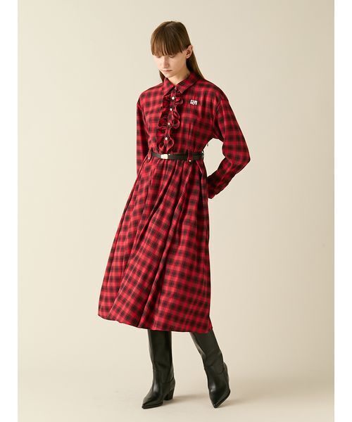 FURFUR(ファーファー)の「【限定サイズ】ベルト付きフリルシャツワンピース(ワンピース・レディース・ブラック/サックスブルー/レッド/ブラウン・00/F)」の12枚目の写真