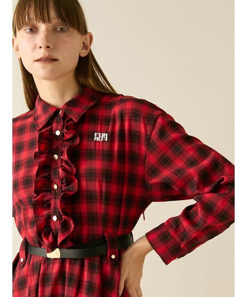 FURFUR(ファーファー)の「【限定サイズ】ベルト付きフリルシャツワンピース(ワンピース・レディース・ブラック/サックスブルー/レッド/ブラウン・00/F)」の20枚目の写真