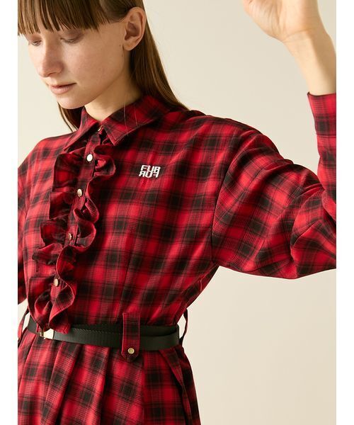FURFUR(ファーファー)の「【限定サイズ】ベルト付きフリルシャツワンピース(ワンピース・レディース・ブラック/サックスブルー/レッド/ブラウン・00/F)」の21枚目の写真
