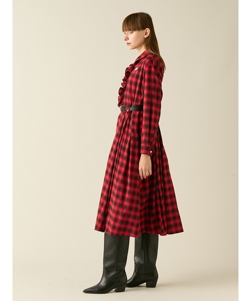 FURFUR(ファーファー)の「【限定サイズ】ベルト付きフリルシャツワンピース(ワンピース・レディース・ブラック/サックスブルー/レッド/ブラウン・00/F)」の7枚目の写真