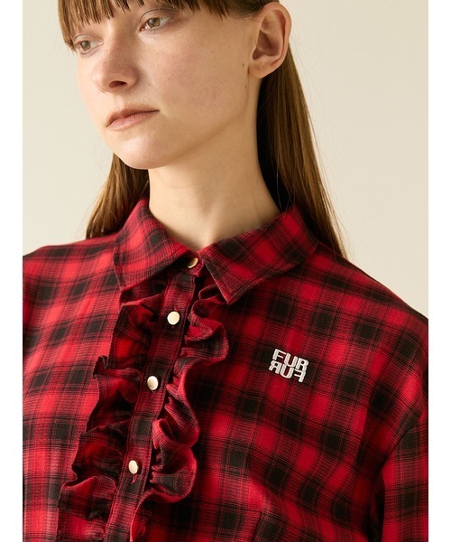 FURFUR(ファーファー)の「【限定サイズ】ベルト付きフリルシャツワンピース(ワンピース・レディース・ブラック/サックスブルー/レッド/ブラウン・00/F)」の8枚目の写真