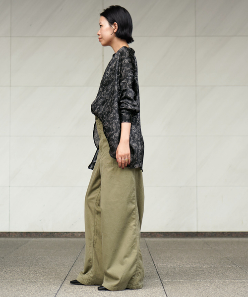 新品AP STUDIO ミリタリーワイドパンツ　カーキ Attick by Johnbull/アティック バイ ジョンブル】ミリタリーワイド