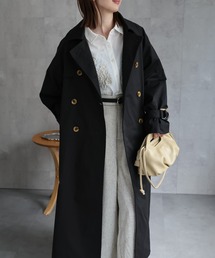 GUCCI ブラック ロングコート ウエスト ベルトとリボン紐付き GUCCI 美品/国内正規 グッチ 594821 Z8AH6 ウール ホースビット
