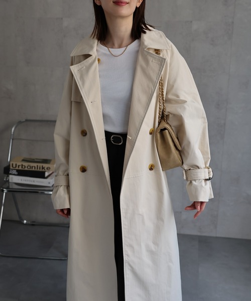 sakishimatokyo（サキシマトーキョー）の「ロング丈トレンチコート/ツイル/春アウター（トレンチコート・レディース・アイボリー/ブラック/ベージュ・FREE）」の11枚目の写真