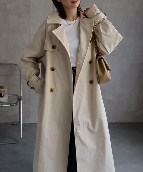 sakishimatokyo（サキシマトーキョー）の「ロング丈トレンチコート/ツイル/春アウター（トレンチコート・レディース・アイボリー/ブラック/ベージュ・FREE）」の18枚目の写真