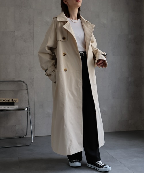 sakishimatokyo（サキシマトーキョー）の「ロング丈トレンチコート/ツイル/春アウター（トレンチコート・レディース・アイボリー/ブラック/ベージュ・FREE）」の19枚目の写真