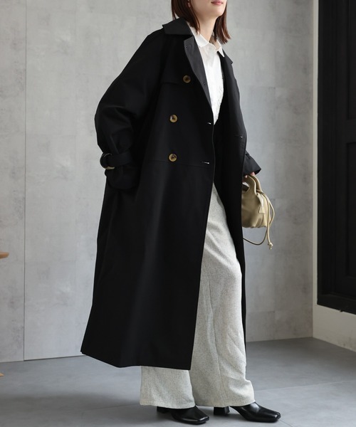 sakishimatokyo（サキシマトーキョー）の「ロング丈トレンチコート/ツイル/春アウター（トレンチコート・レディース・アイボリー/ブラック/ベージュ・FREE）」の14枚目の写真