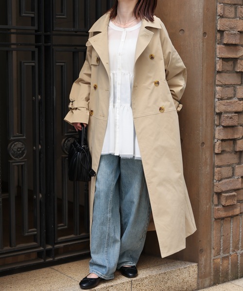 sakishimatokyo（サキシマトーキョー）の「ロング丈トレンチコート/ツイル/春アウター（トレンチコート・レディース・アイボリー/ブラック/ベージュ・FREE）」の21枚目の写真