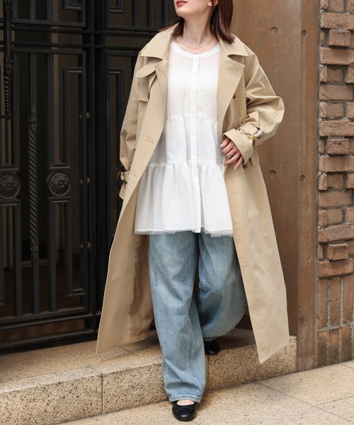 sakishimatokyo（サキシマトーキョー）の「ロング丈トレンチコート/ツイル/春アウター（トレンチコート・レディース・アイボリー/ブラック/ベージュ・FREE）」の22枚目の写真