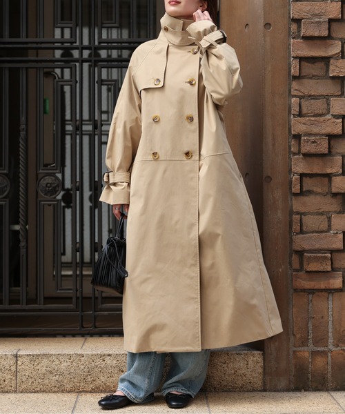 sakishimatokyo（サキシマトーキョー）の「ロング丈トレンチコート/ツイル/春アウター（トレンチコート・レディース・アイボリー/ブラック/ベージュ・FREE）」の7枚目の写真