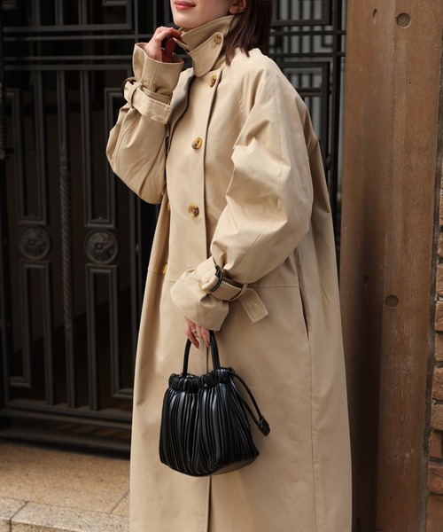 sakishimatokyo（サキシマトーキョー）の「ロング丈トレンチコート/ツイル/春アウター（トレンチコート・レディース・アイボリー/ブラック/ベージュ・FREE）」の6枚目の写真