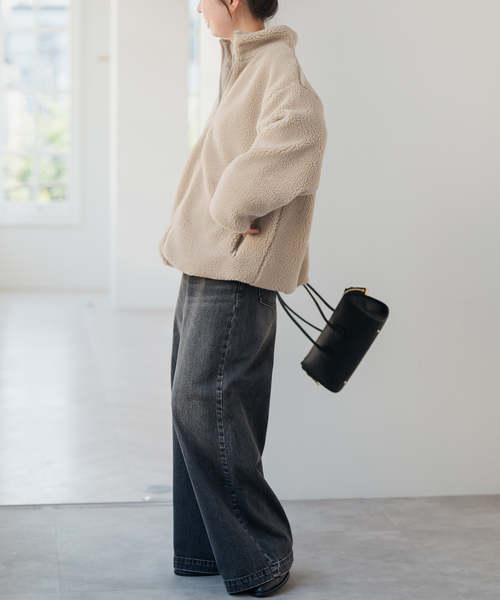 Spick & Span（スピックアンドスパン）の「《WEB限定カラー有り》リバーシブルボアブルゾン（ブルゾン・レディース・チャコールグレー/ブラウン/ベージュ・36/38）」の9枚目の写真