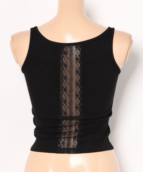 Lace Ladies(レースレディース)の「ソリッドカラー バックレース カップ付き 薄裏起毛 リブ タンクトップ(タンクトップ・レディース・グレー/ブラック/ホワイト・FREE)」の5枚目の写真