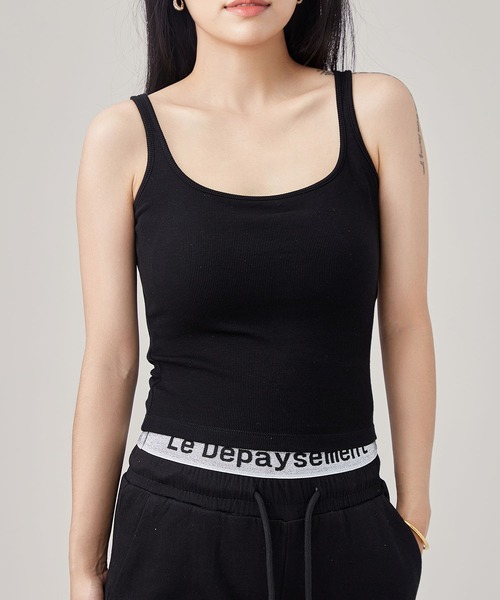 Lace Ladies(レースレディース)の「ソリッドカラー バックレース カップ付き 薄裏起毛 リブ タンクトップ(タンクトップ・レディース・グレー/ブラック/ホワイト・FREE)」の1枚目の写真