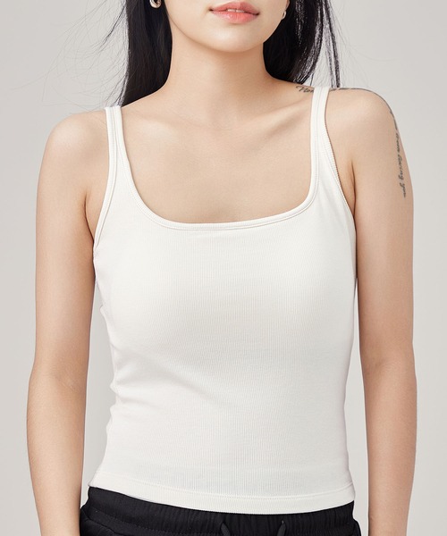Lace Ladies(レースレディース)の「ソリッドカラー バックレース カップ付き 薄裏起毛 リブ タンクトップ(タンクトップ・レディース・グレー/ブラック/ホワイト・FREE)」の11枚目の写真