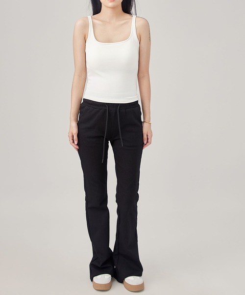 Lace Ladies(レースレディース)の「ソリッドカラー バックレース カップ付き 薄裏起毛 リブ タンクトップ(タンクトップ・レディース・グレー/ブラック/ホワイト・FREE)」の14枚目の写真