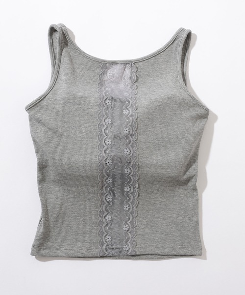 Lace Ladies(レースレディース)の「ソリッドカラー バックレース カップ付き 薄裏起毛 リブ タンクトップ(タンクトップ・レディース・グレー/ブラック/ホワイト・FREE)」の19枚目の写真