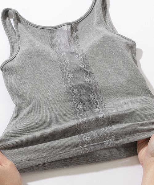 Lace Ladies(レースレディース)の「ソリッドカラー バックレース カップ付き 薄裏起毛 リブ タンクトップ(タンクトップ・レディース・グレー/ブラック/ホワイト・FREE)」の21枚目の写真