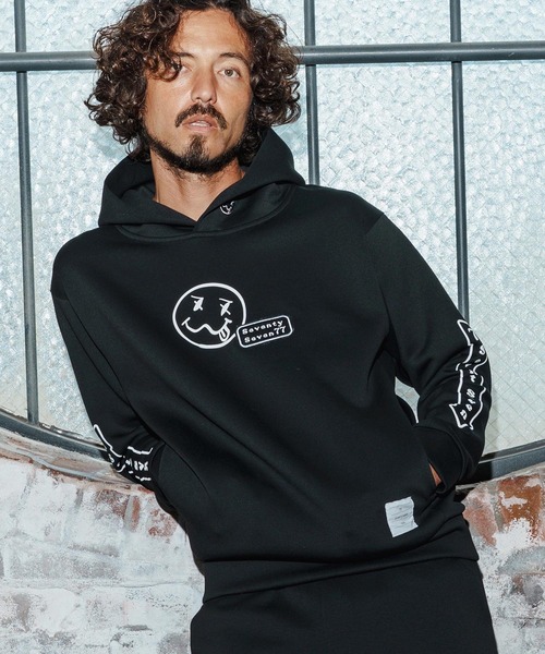 seventy seven(セブンティセブン)の「mpa3947-cardboard P-O hoodie(smile&arrow) プルオーバーパーカー(7725W060)(パーカー・メンズ・トップグレー/ブラック・XL/L/M/S)」の9枚目の写真