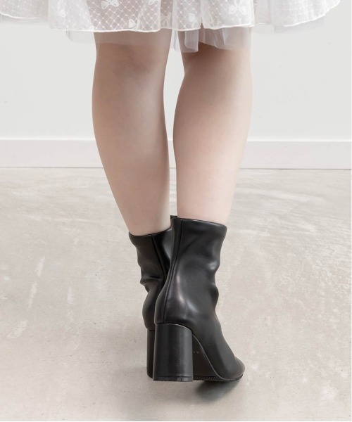 晴雨兼用 ベーシックラウンドスクエアショートブーツ（ブーツ）｜RANDA