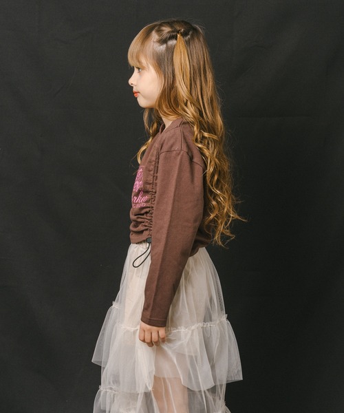 URBAN CHERRY（アーバンチェリー）の「【綿100%】丈が変わる2wayドローストコード付きポーカープリントロンＴ（Tシャツ/カットソー・キッズ・チャコール/ホワイト/ブラック/ブラウン・140cm/130cm/120cm/110cm/150cm）」の22枚目の写真