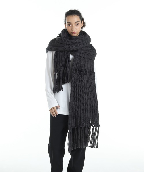 Y-3 ワイスリー KNIT SCARF ニット ロング マフラー 黒　新品 Y-3 ワイスリー ニットマフラー EN SCARF IJ9912 メンズ ウール