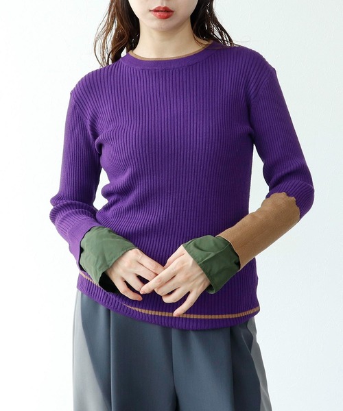 Cepica(セピカ)の「【MARECHAL TERRE / マルシャルテル】カラーコンビニット(ニット/セーター・レディース・レッド/パープル/ブラック/グレー・FREE)」の3枚目の写真