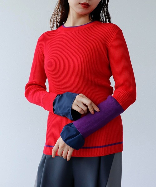 Cepica(セピカ)の「【MARECHAL TERRE / マルシャルテル】カラーコンビニット(ニット/セーター・レディース・レッド/パープル/ブラック/グレー・FREE)」の4枚目の写真