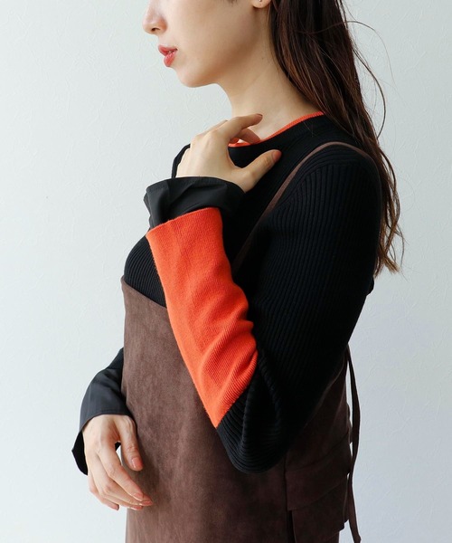 Cepica(セピカ)の「【MARECHAL TERRE / マルシャルテル】カラーコンビニット(ニット/セーター・レディース・レッド/パープル/ブラック/グレー・FREE)」の2枚目の写真