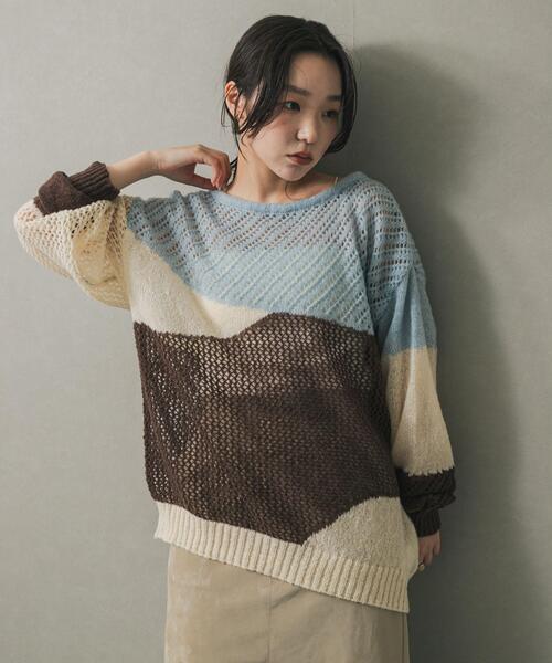 セール】パッチワークメッシュセーター（ニット/セーター）｜SENSE OF
