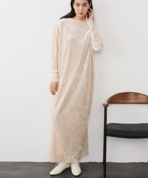 2wayベロアストレートロングワンピース