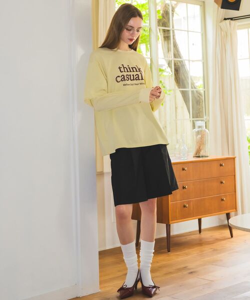 RETRO GIRL(レトロガール)の「レイヤード風ロンTEE(Tシャツ/カットソー・レディース・イエロー/オフホワイト/チャコールグレー・FREE)」の4枚目の写真