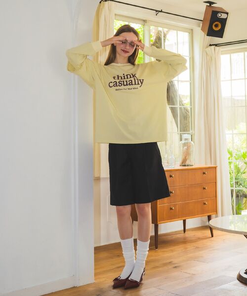 RETRO GIRL(レトロガール)の「レイヤード風ロンTEE(Tシャツ/カットソー・レディース・イエロー/オフホワイト/チャコールグレー・FREE)」の5枚目の写真