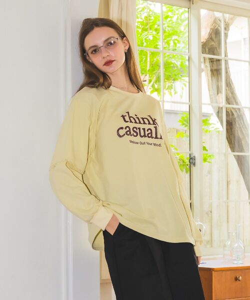 RETRO GIRL(レトロガール)の「レイヤード風ロンTEE(Tシャツ/カットソー・レディース・イエロー/オフホワイト/チャコールグレー・FREE)」の6枚目の写真