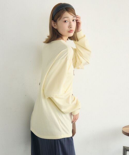 RETRO GIRL(レトロガール)の「レイヤード風ロンTEE(Tシャツ/カットソー・レディース・イエロー/オフホワイト/チャコールグレー・FREE)」の13枚目の写真