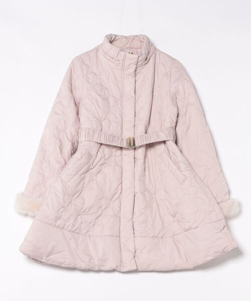 取り外し可能なファー＆ベルト付きリボンキルティングフィット＆フレア