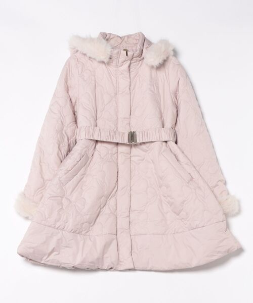 取り外し可能なファー＆ベルト付きリボンキルティングフィット＆フレア