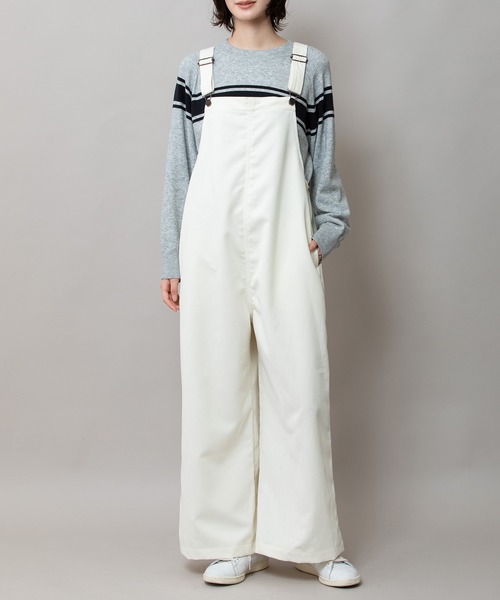 Munich（ミューニック）の「ナノコーデュロイサロペット（サロペット/オーバーオール・レディース・アイボリー/ブラック/グレイッシュベージュ・S/M）」の2枚目の写真